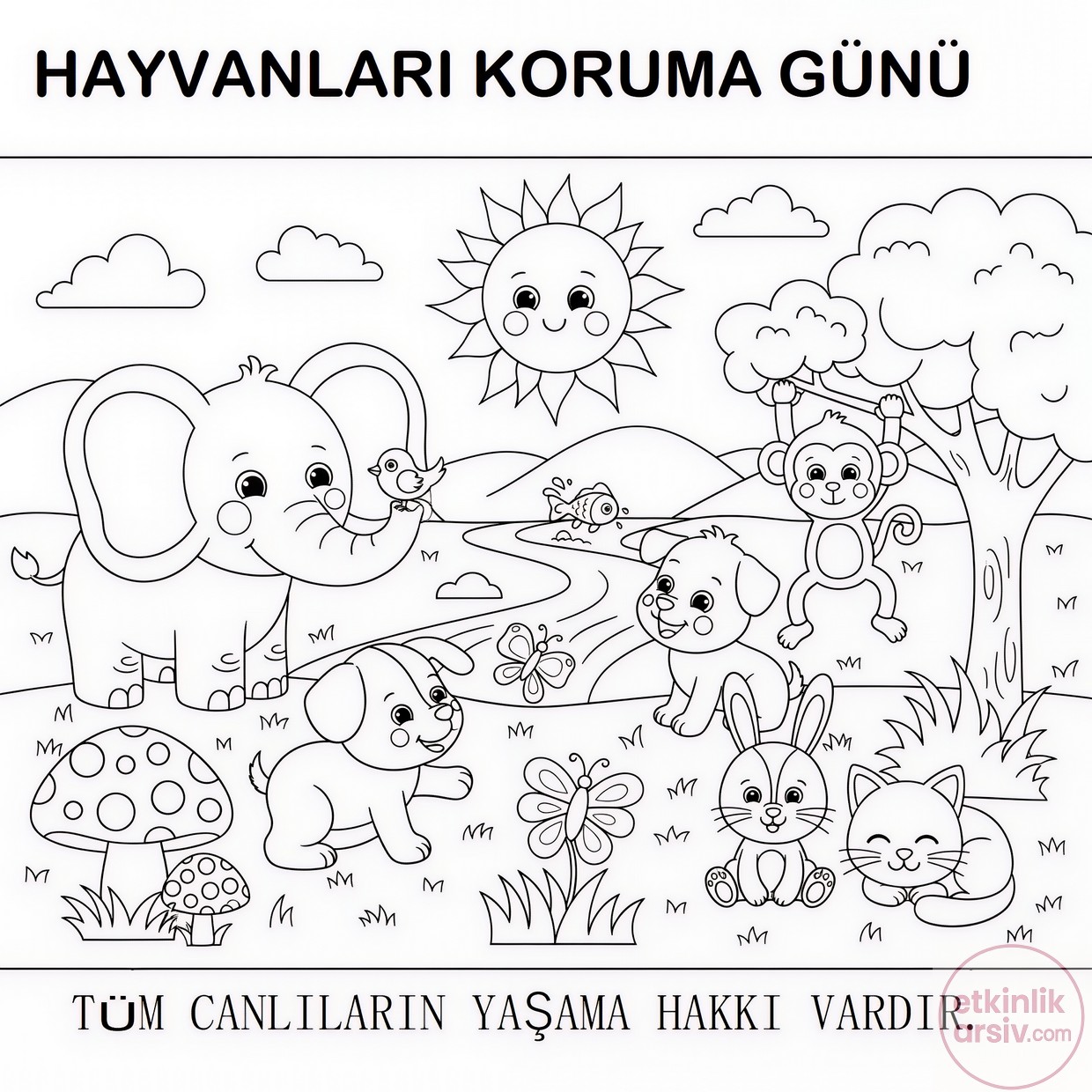 Hayvanları Koruma Günü Boyama Sayfası