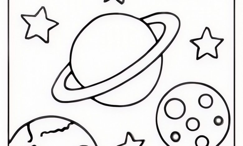 Uzay boyama sayfası okul öncesi