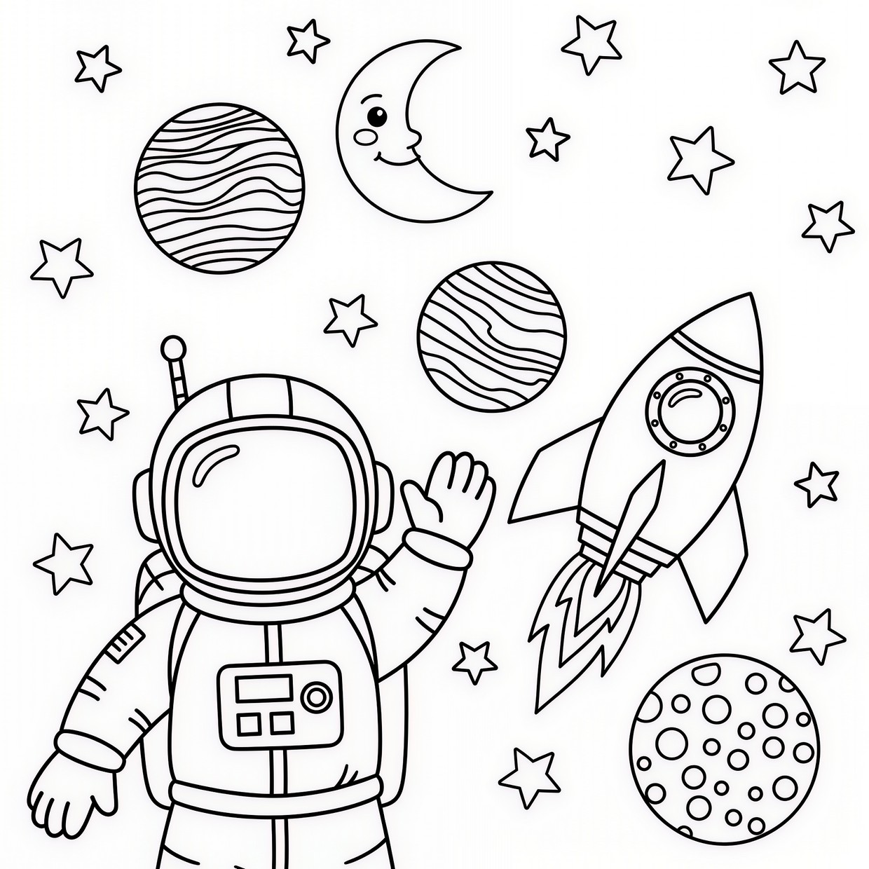 Uzay boyama sayfası okul öncesi