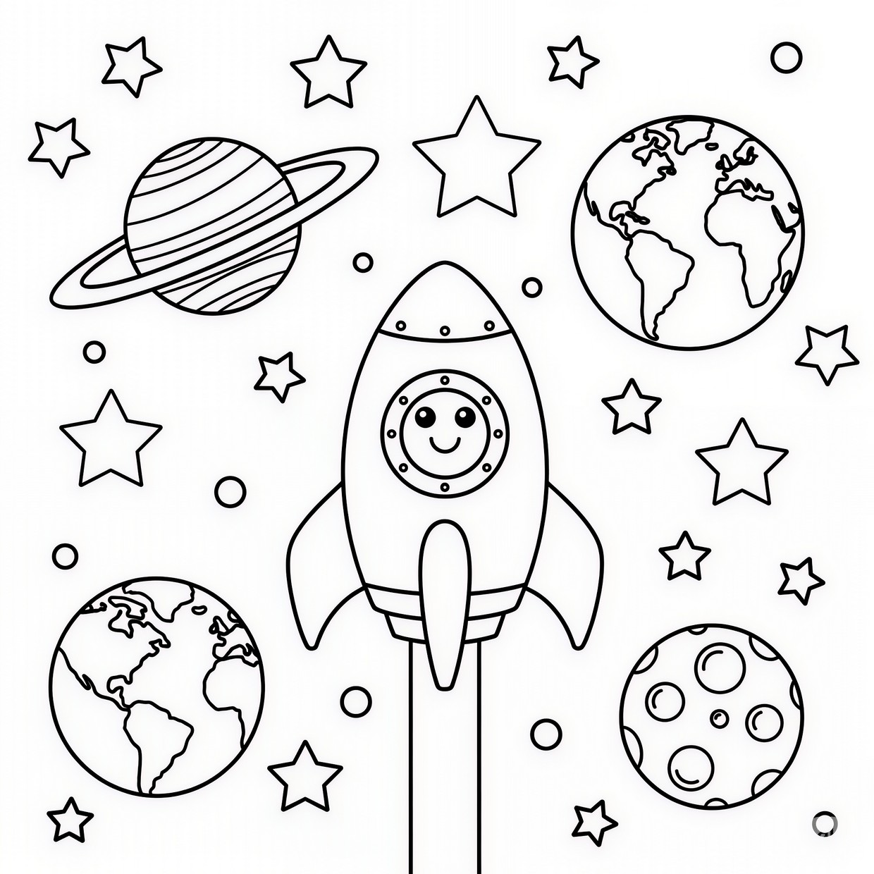 Uzay boyama sayfası okul öncesi