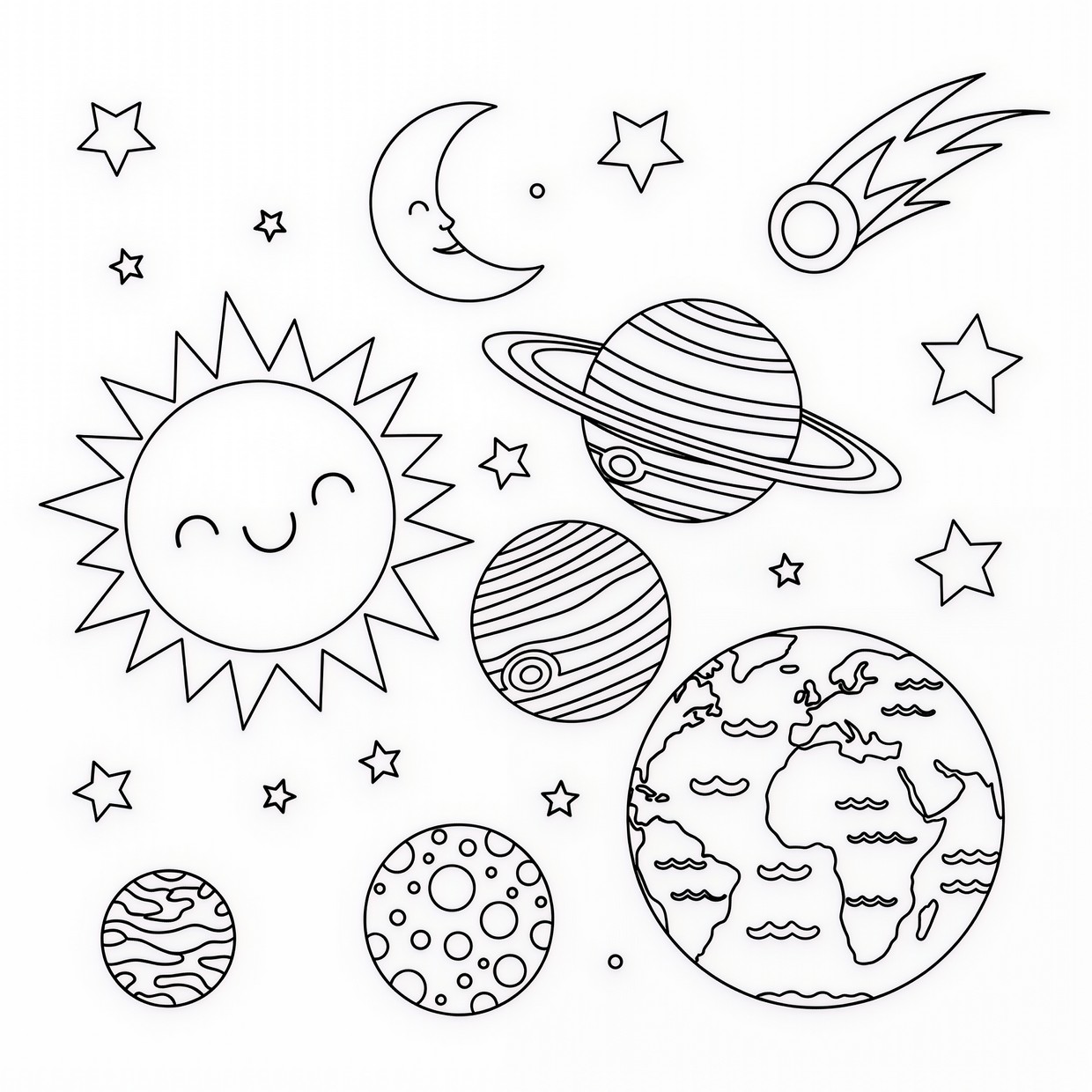 Uzay boyama sayfası okul öncesi