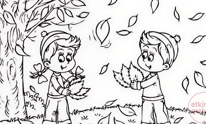 Sonbahar boyama sayfası okul öncesi