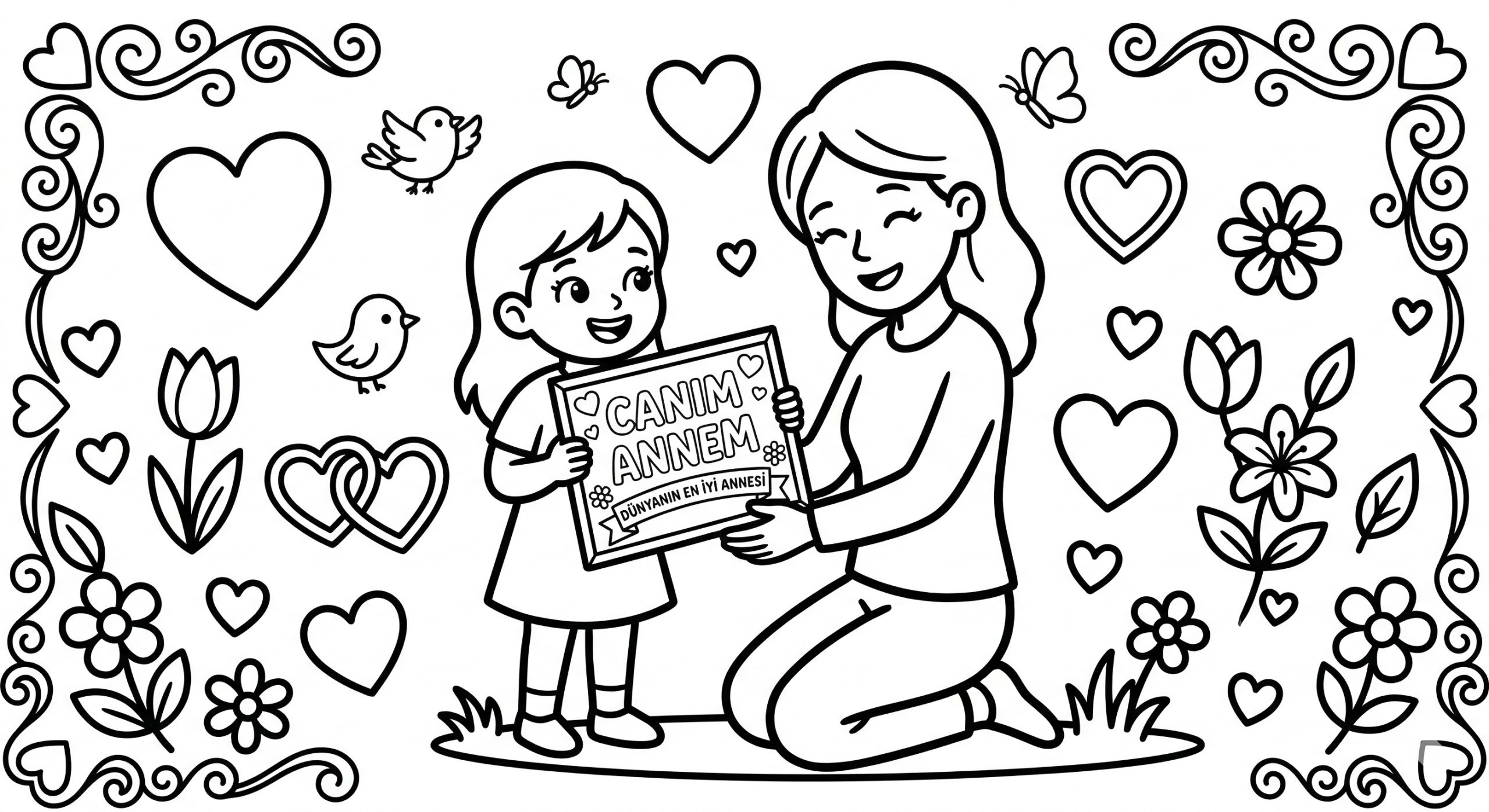 Anneler günü boyama sayfası