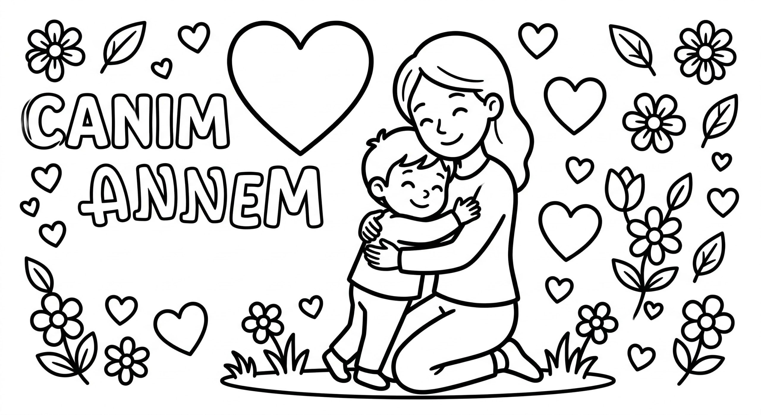 Anneler günü boyama sayfası