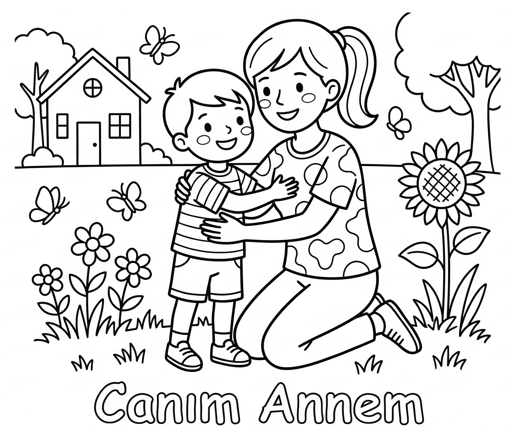 Anneler günü boyama sayfası