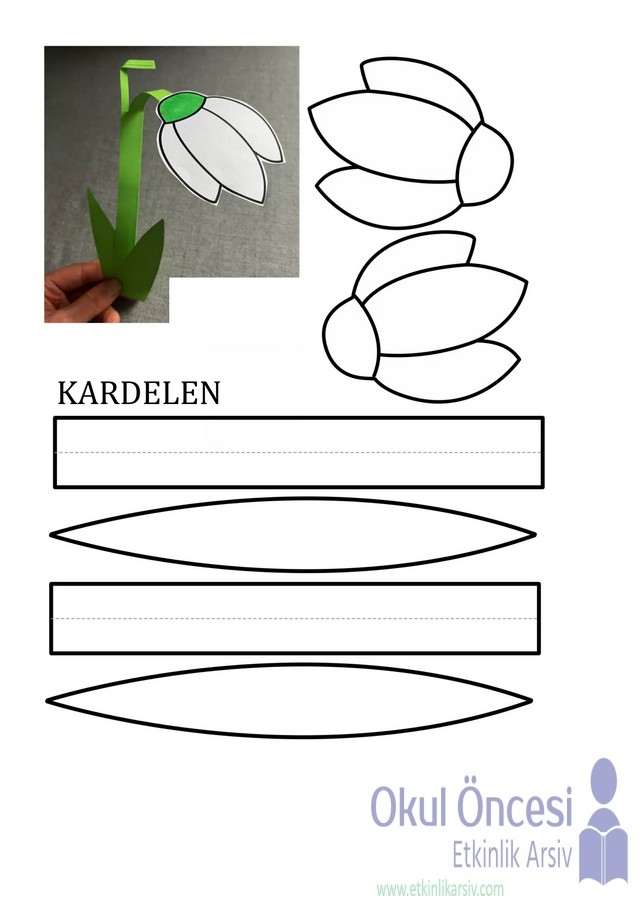 kardelen çiçeği sanat etkinliği kalıplı